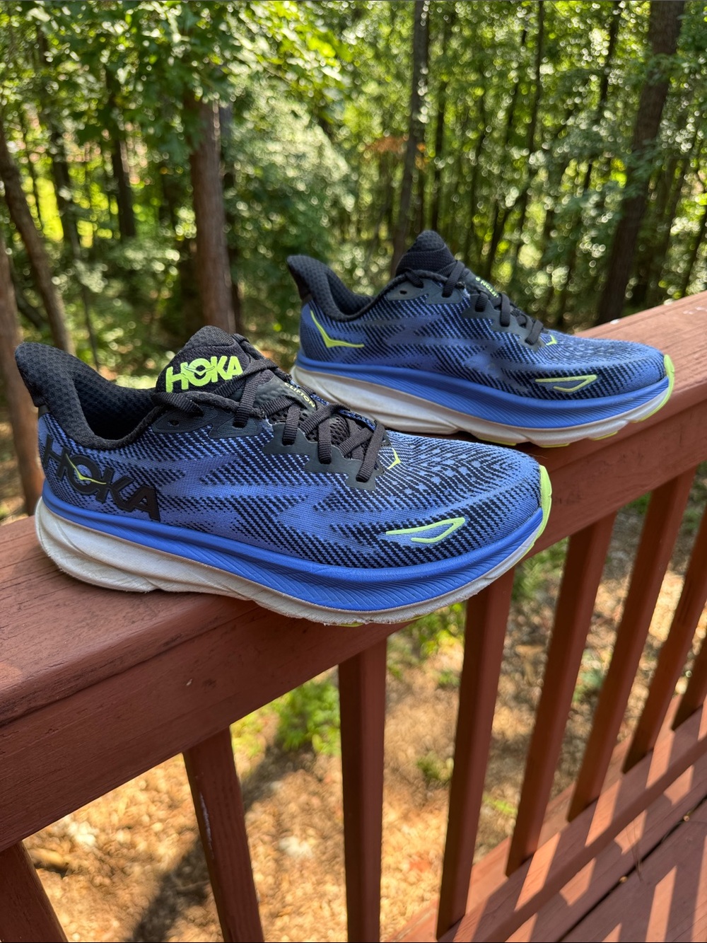 9 HOKA One Clifton 9 Women’s Running Shoes Blue Lime Size 9B - Picture 2 of 15